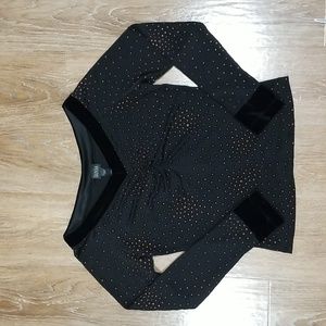 (M) Donna Dotted Velvet Trim Evening Date Night Made In Canada Glittery Retro
